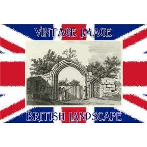   5cm Gift Tags British Landscape Dunstable Priory Gate