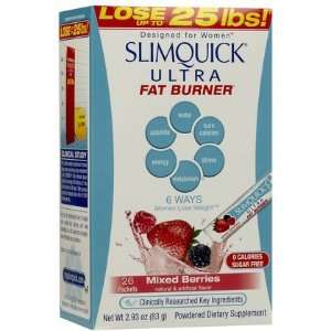  SlimQuick ULTRA Fat Burner drink Mix, Mixed Berries, 26 ct 