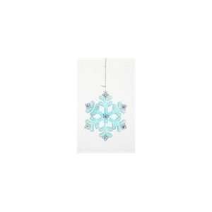  5 Light Blue Glass Snowflake with Gems Christmas Ornament 