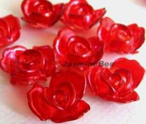 Red Roses Flowers Plastic Acrylic Charms Beads 20mm*12  