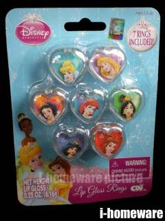 Princess Disney Party Toy 7 Lip Gloss Rings P402  