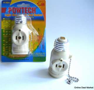 Light Bulb Switch Socket Pull Chain 2 Outlets Ivory NEW  