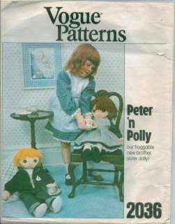 Vintage Vogue Peter & Polly Rag Doll & Clothes Stuffed Toy Sewing 