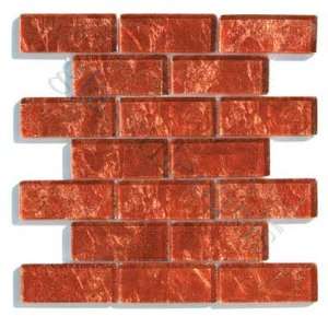  Tamarind Uniform Brick Red Folia Brick Glossy Glass Tile 