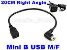   USB B Male To Female Right Angle Extension SYNC Cable M/F Data Cord