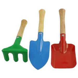  Amico 3 Pcs Mini Gardening Tools Wooden Handle Red Blue Shovel 