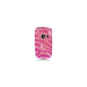 Huawei M835 Pink Zebra Diamante Diamond Studded Snap on Cover / Shield 