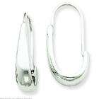 FindingKing 14K White Gold Tapered J Hoop Wire Earrings Jewelry