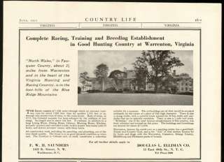 1922 Print Ad WARRENTON Virginia Horse Estate For Sale  