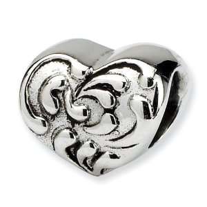  .925 Sterling Silver Scroll Heart Bead Jewelry