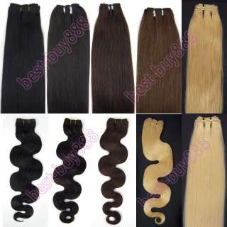 20 Long Weft human Remy hair extensions 100gr 6 colors Straight wavy 