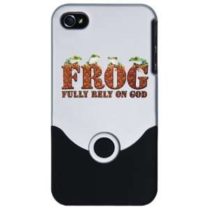  iPhone 4 or 4S Slider Case Silver FROG Fully Rely On God 