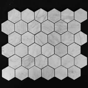   White Bianco Carrera 2 Hexagon Mosaic Tile Polished