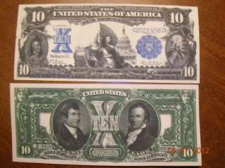 Replica $10 1899 Silver Certificate US Paper Money Currency Copy Note 