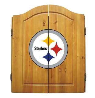 PITTSBURGH STEELERS DART BOARD & CABINET with DARTS  
