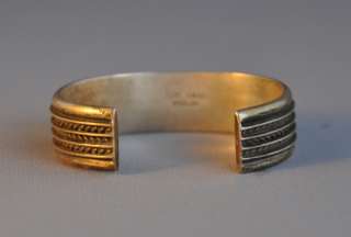 NAVAJO SILVER BRACELET   TOM HAWK   CARINATED BANDS WITH TWISTED 