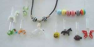 Name on Rice Necklace Animal Vial choice & stripe beads  