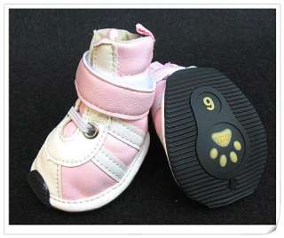 Dog Cat PET PU Leather Waterproof Stripe dog pet shoes boots bootie 