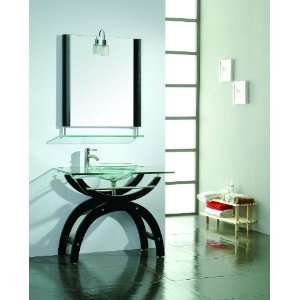 LBATH Black basin stand glass basin bathroom sink latge vanity mirror 
