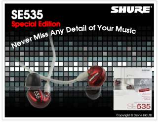 Shure SE535 Sound Isolating Earphones RED Special Edition GENUINE SE 