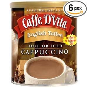 Caffe DVita English Toffee Cappuccino Mix, 16 Ounce Canisters (Pack 