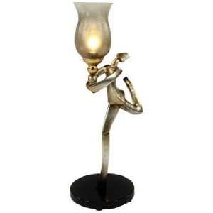   Hand Made Silver Leaf Torch Runner Accent Table Lamp