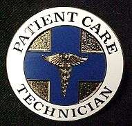 Patient Care Technician Blue Cross Caduceus Emblem Pin  