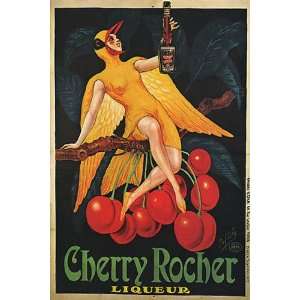  CHERRY ROCHER LIQUOR LIQUEUR GIRL BIRD FRENCH FRANCE 