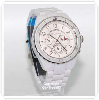 TOMMY HILFIGER WOMENS MULTI FUNCTION WHITE ACRYLIC WATCH 1781083 