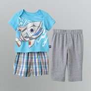 Miniville Infant Boys Shark T Shirt Outfit   3pc. 