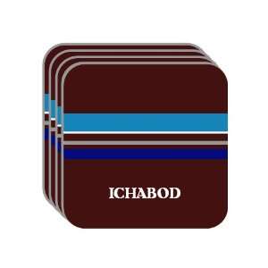 Personal Name Gift   ICHABOD Set of 4 Mini Mousepad Coasters (blue 