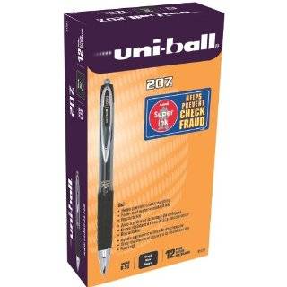uni ball 207 Retractable Micro Point Gel Pens, 12 Black Ink Pens(61255 