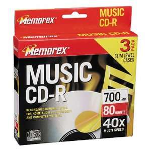  Memorex 80 Minute Music CD R Discs   3 Pack Electronics