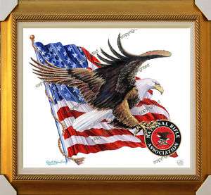 NRA EMBLEM, BALD EAGLE, AMERICAN FLAG 16x20 Lithograph  