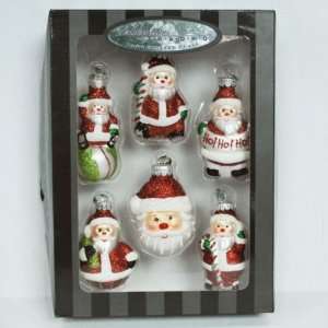   Celebrations By Radko 6ct Mini Glass Santa Ornaments 