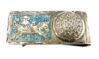 Turquoise & Silver Vintage Money Clip Made In Mexico  