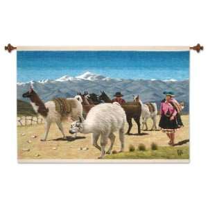  Wool tapestry, Llamas Walk Homeward