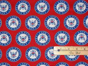 US NAVY Sailor Military Emblems Fabric 1 Yard  