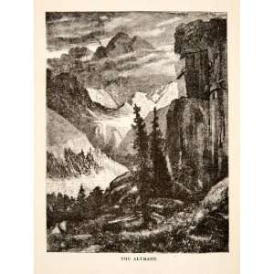 1881 Wood Engraving Altmann Mountain Range Appenzell Alps Switzerland 
