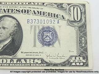 CRISP 1934 C Ten Dollar $10 Silver Certificate Bill Note  
