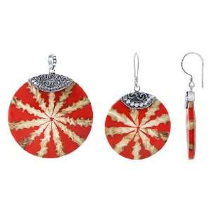    Cut Three Toned 57mm Pendant and 28mm Earrings Jewelry Set Jewelry