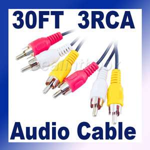 New 30 FT Triple 3 RCA Composite Audio Video AV Cable  