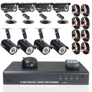   CCTV H.264 Surveillance Security DVR Waterproof Cameras Cables System