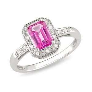   Carat Created Pink Sapphire & Diamond 10K White Gold Ring Jewelry