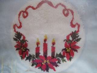 Sew Simple Christmas TREE SKIRT Latch Hook Kit,CANDLE TRIO,Poinsettia 