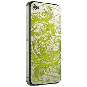   iPhone 4 / 4S Etched Steel Back Plate   Flourish Lime Electronics