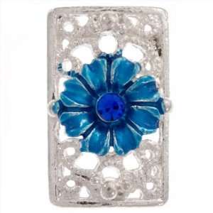  Slider Two Hole Beads Rectangle Blue Daisy And Sapphire 