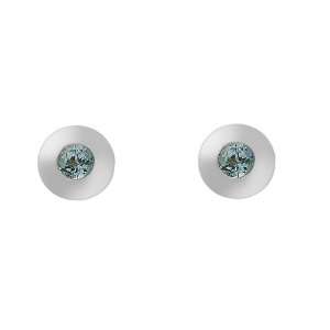  9ct White Gold Round Cut Blue Topaz Stud Earrings Jewelry