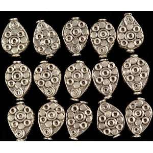 Sterling Floral Pear Flat Beads (Price Per Pair)   Sterling Silver