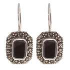  com glitzy rocks sterling silver marcasite and onyx earrings